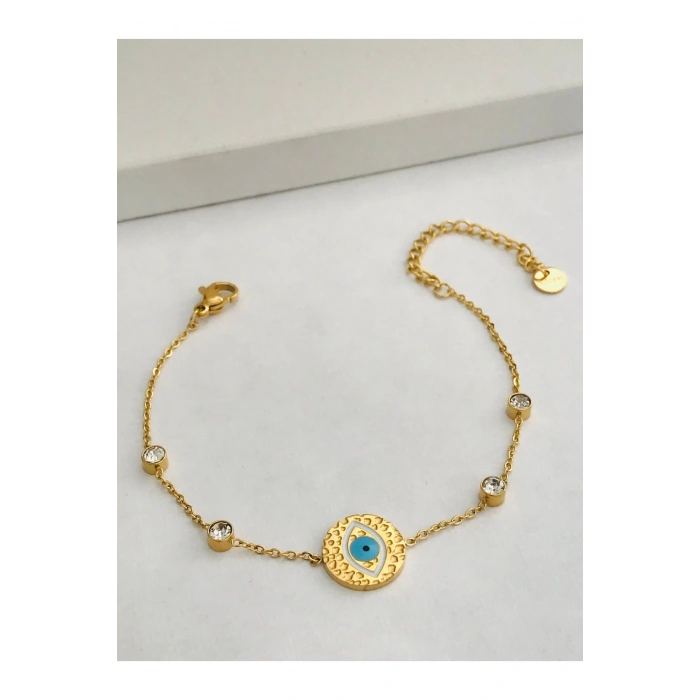 Çelik 316 L Kararmaz Taşlı Nazar Bileklik
