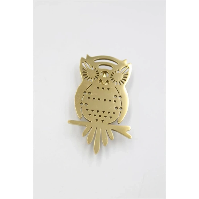 Çelik Baykuş Broş - Altın