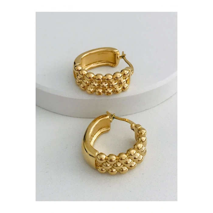 Çelik Desenli Tırtıklı Halka Küpe