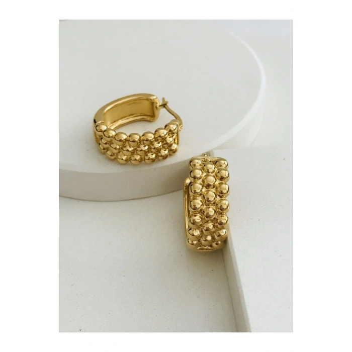 Çelik Desenli Tırtıklı Halka Küpe