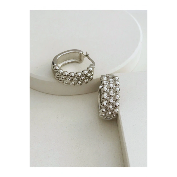 Çelik Desenli Tırtıklı Halka Küpe