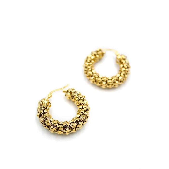 Çelik Halka Hasır Küpe - Altın