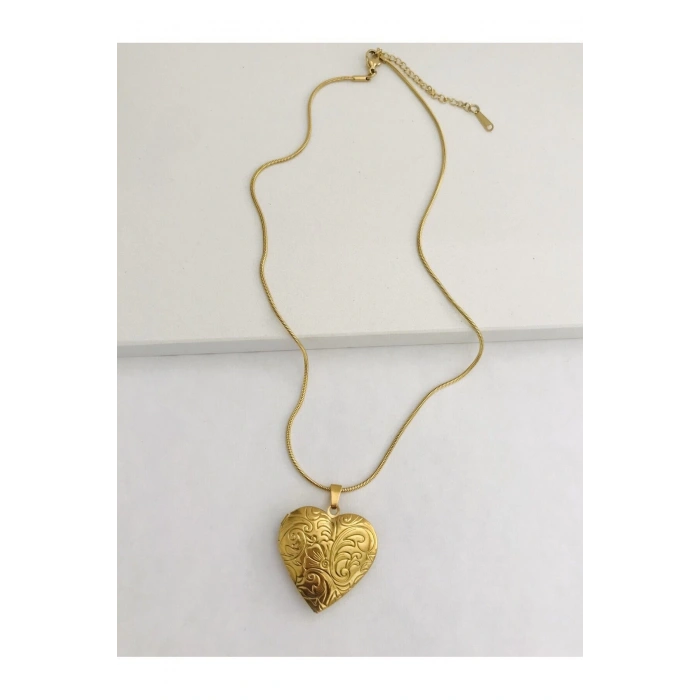 Çelik Kararmaz Fotoğraflık Açılır Kapaklı Kalp Kolye