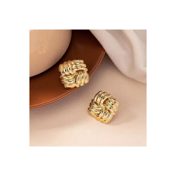 Çelik Kare Desen Küpe