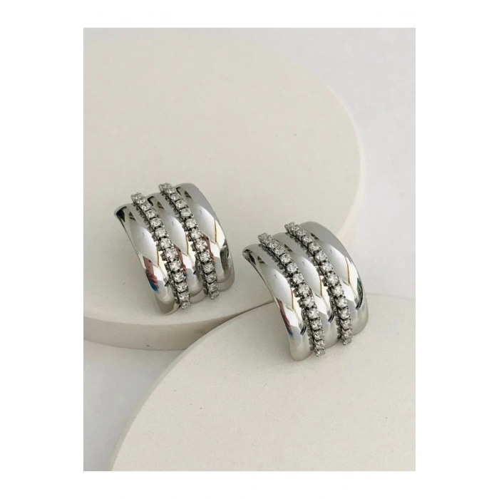 Çelik Zirkon Taşlı Küpe