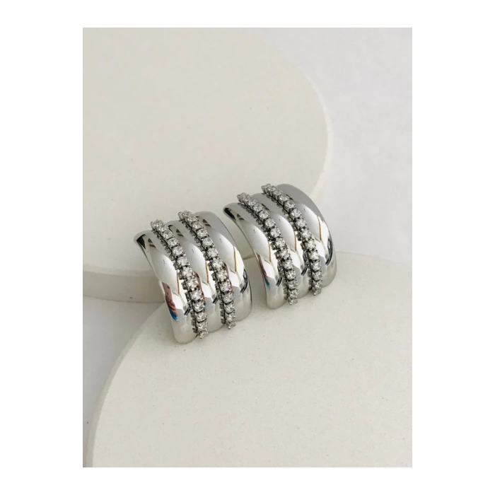 Çelik Zirkon Taşlı Küpe