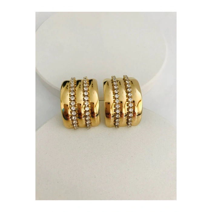 Çelik Zirkon Taşlı Küpe