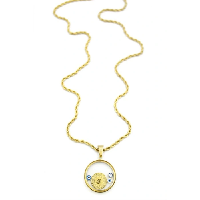 Çeyrekli Fanus Burgu Kolye - Altın