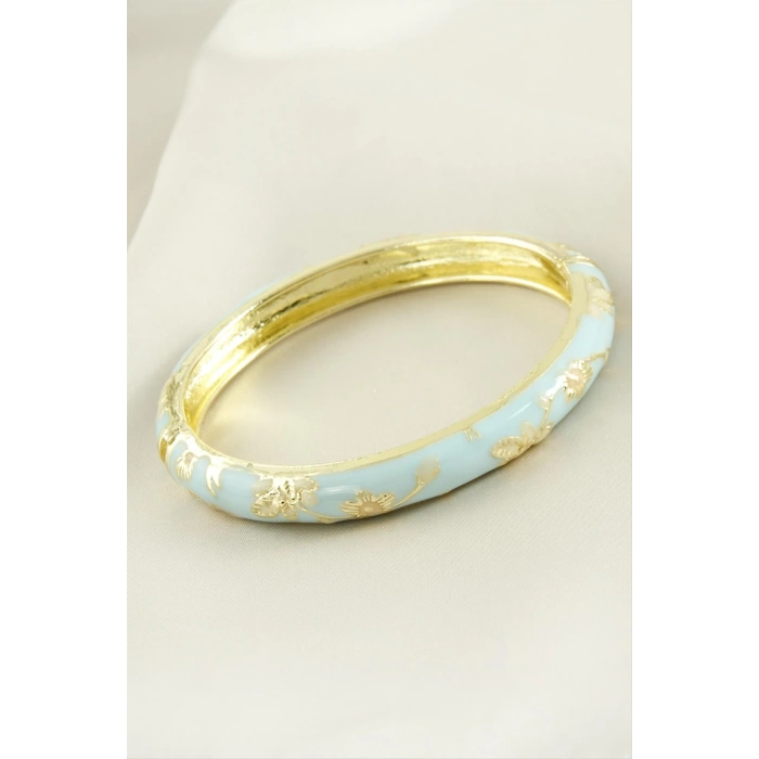 Çiçek İşlemeli Mineli Kelepçe Bileklik