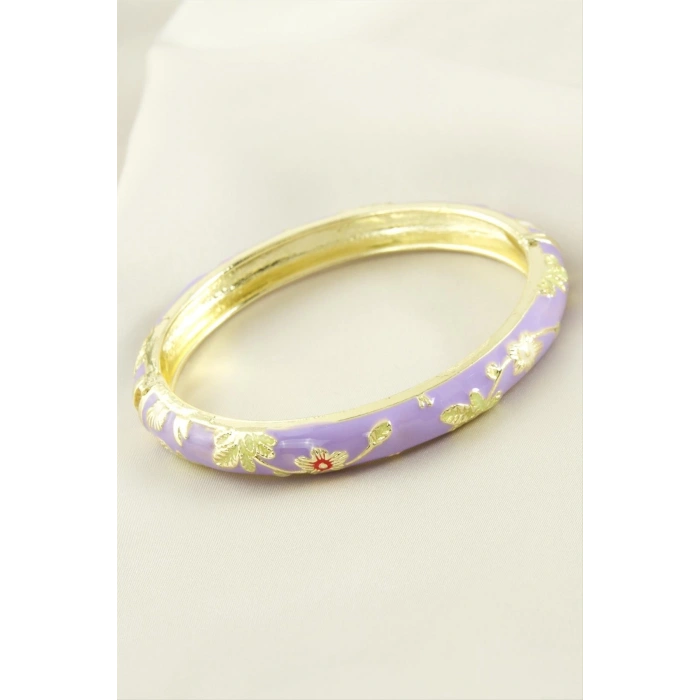 Çiçek İşlemeli Mineli Kelepçe Bileklik