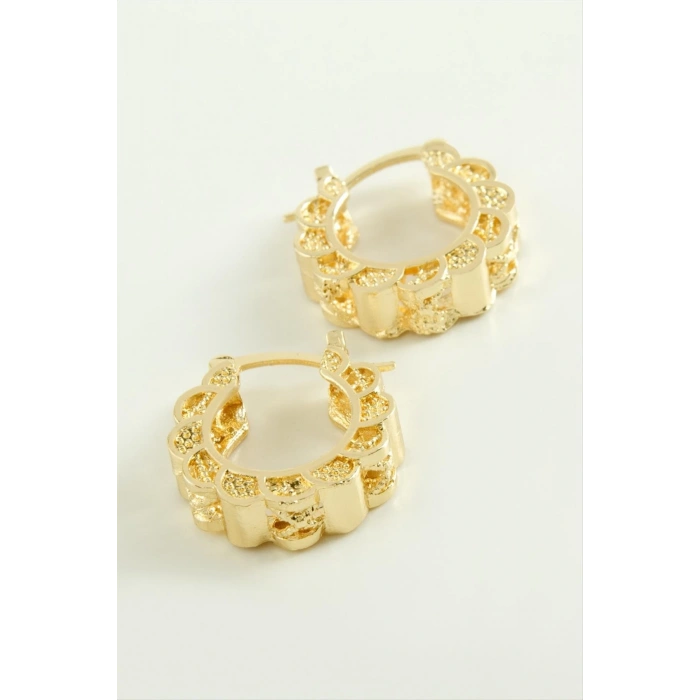 Çiçek Kilitli Halka Küpe