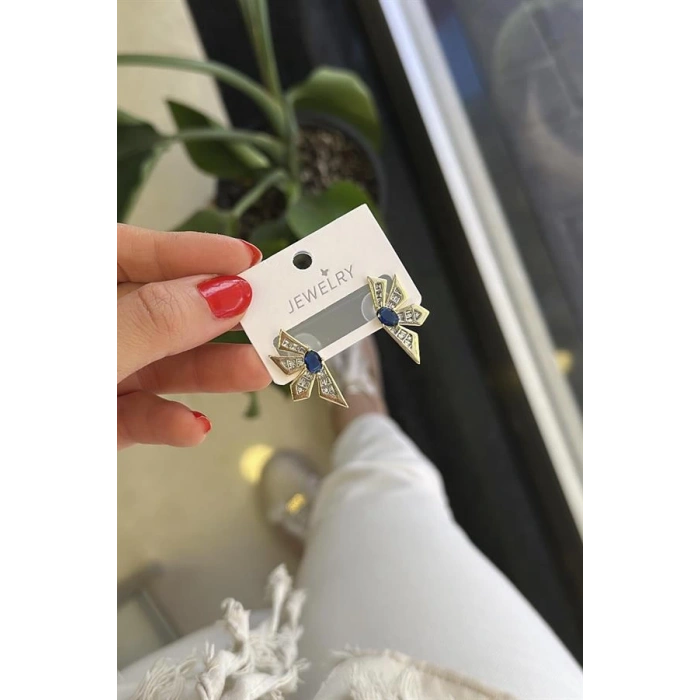 Çiçek Küpe - Mavi