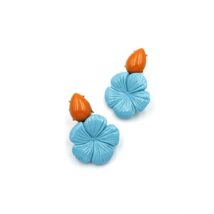 Çiçek Küpe - Turkuaz