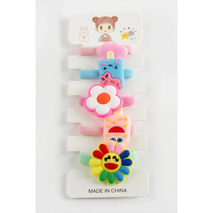 Çiçek Lastikli Toka 5 Adet