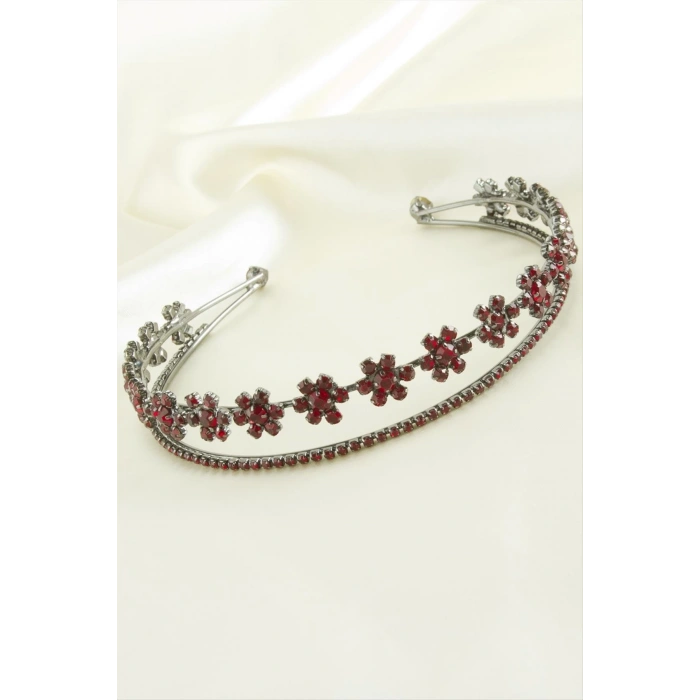 Çiçek Lüks Taşlı Gelin Tacı