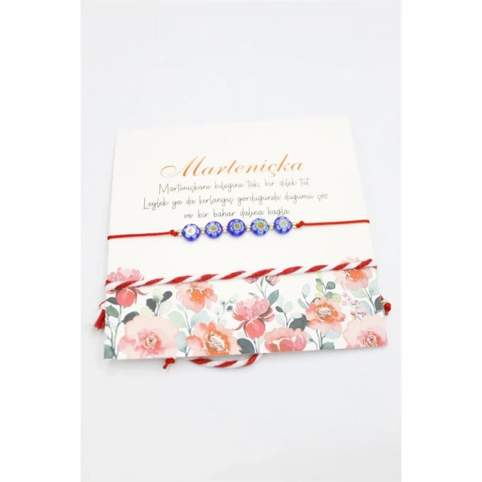 Çiçek Marteniçka Bileklik - Kırmızı