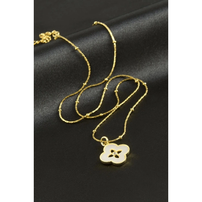 Çiçek Sedef Lüks Çelik Kolye