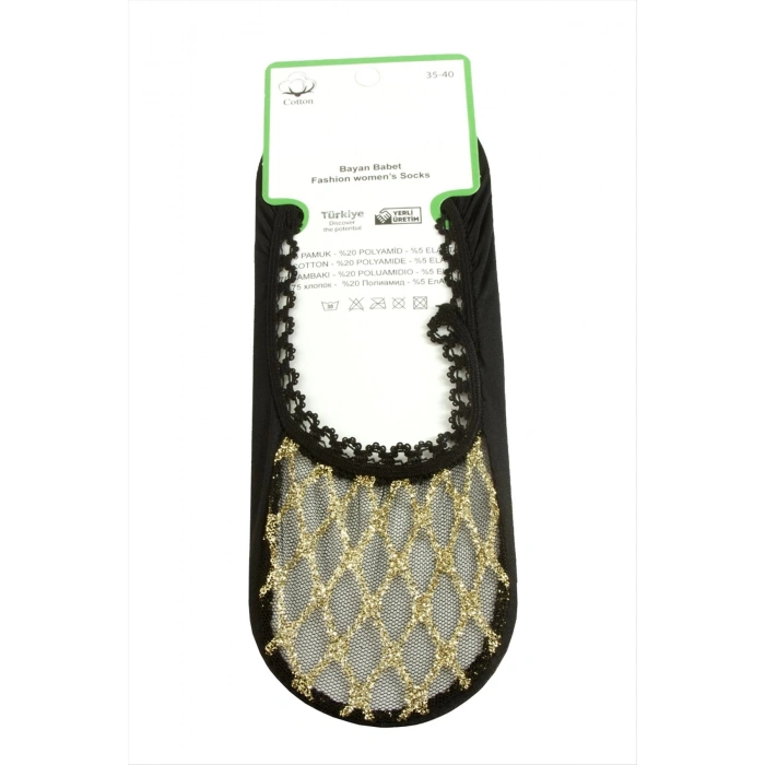 Çizgili Dantel Babet Çorap
