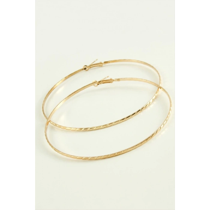 Çizgili Metal Halka Küpe 8-9-10 cm