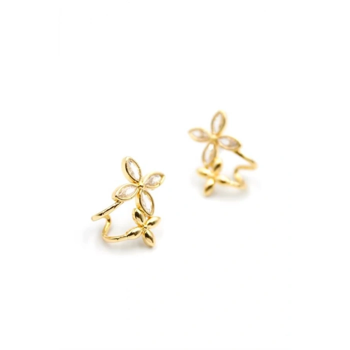 Çoklu Çiçek Küpe - Altın