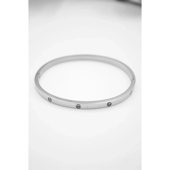 CRT Model İnce Taşsız Çelik Bilezik (60mm) - Gümüş