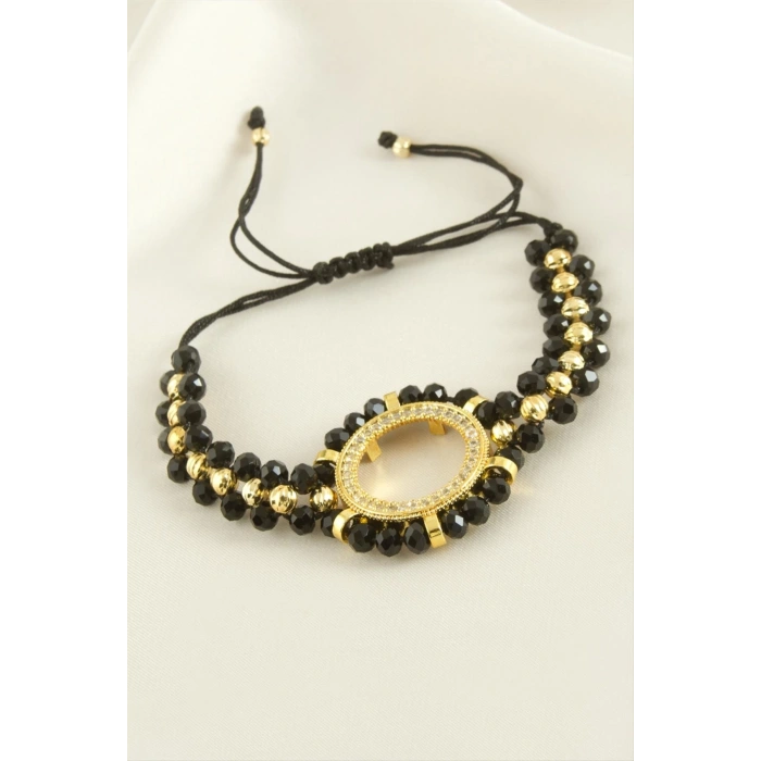 Çyrek Altın Koyulabilir Kristal Taşlı Bileklik