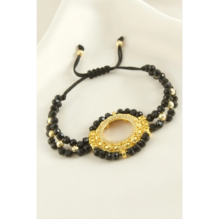 Çyrek Altın Koyulabilir Kristal Taşlı Bileklik