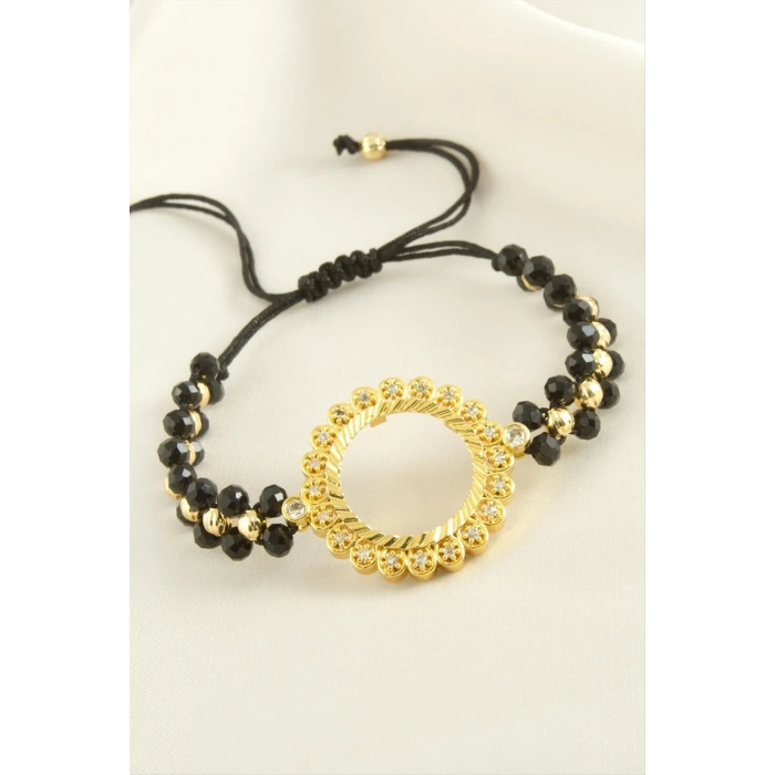 Çyrek Altın Koyulabilir Kristal Taşlı Bileklik