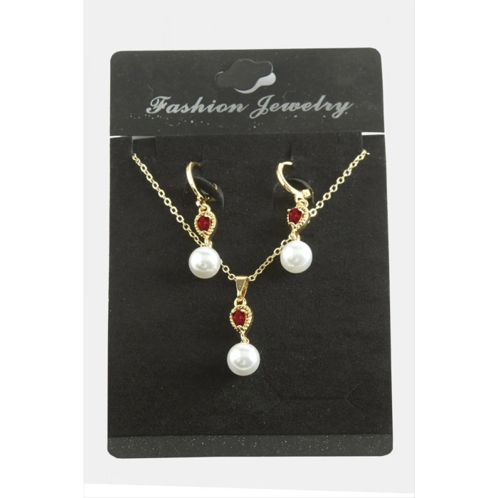 Damla İnci Zirkon Taşlı Set Kolye