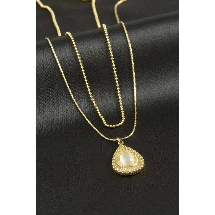 Damla Lüks Çelik İkili Kolye