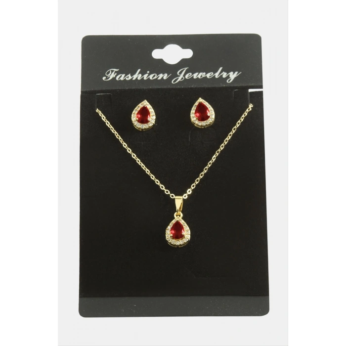 Damla Zirkon Taşlı Set Kolye