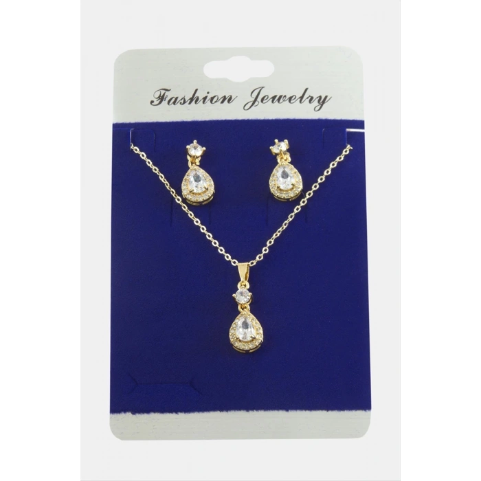 Damla Zirkon Taşlı Set Kolye