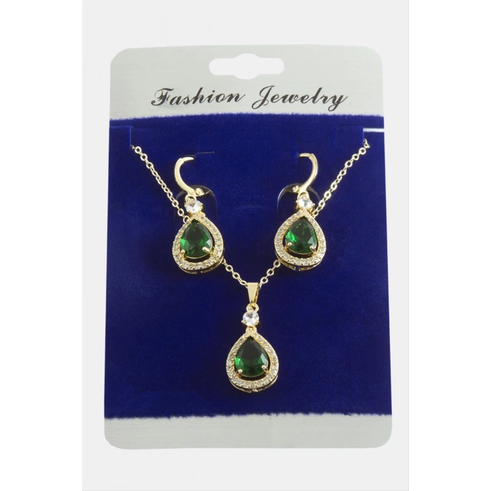 Damla Zirkon Taşlı Set Kolye