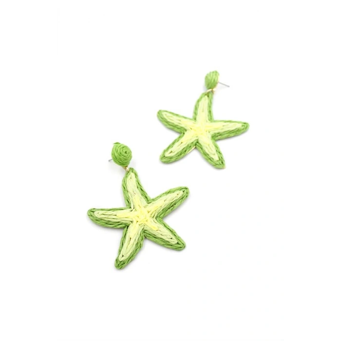 Deniz Yıldızı Hasır Küpe - Yeşil
