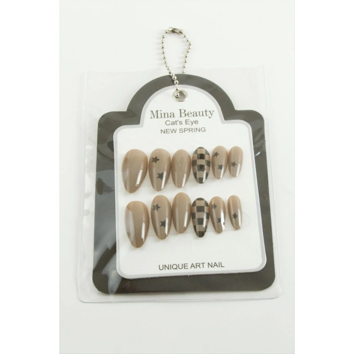 Desenli Mina Beauty Kedi Gözü Takma Tırnak