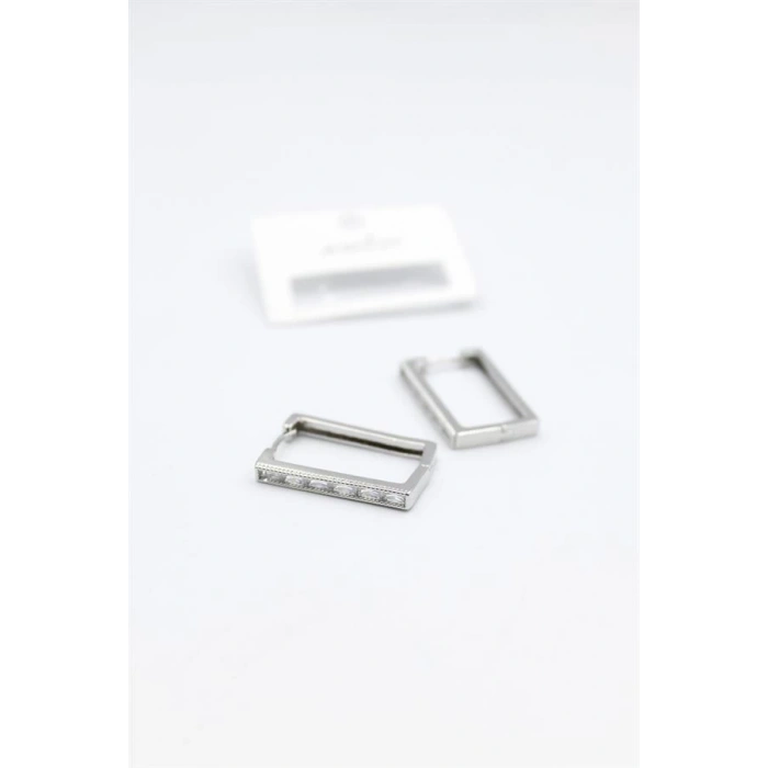 Dikdörgen Taşlı Küpe - Gümüş