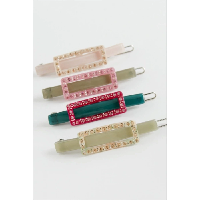 Dikdörtgen Taşlı Klipsli Toka