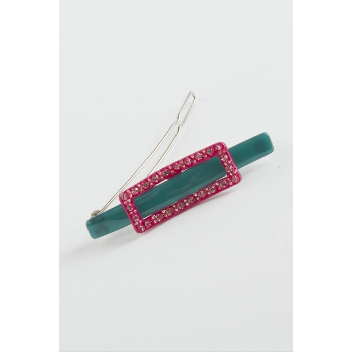 Dikdörtgen Taşlı Klipsli Toka