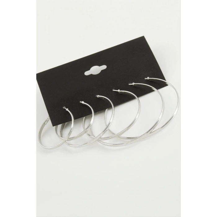 Düz Metal Halka Küpe 6 Adet