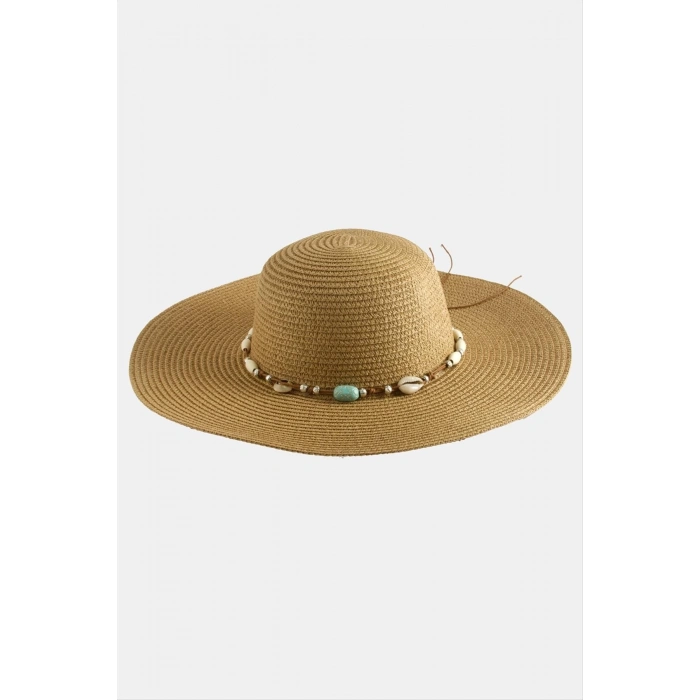 Etnik Boncuklu Hasır Şapka