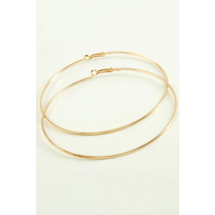 Ezme Çizgili Metal Halka Küpe 8-9-10 cm