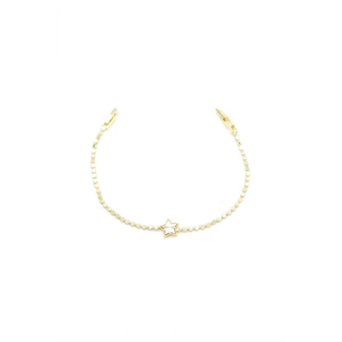 Ezme Zincir Yıldız Bileklik - Altın