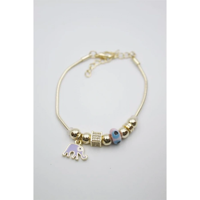 Filli Charmlı Cam Nazarlı Bileklik - Pembe