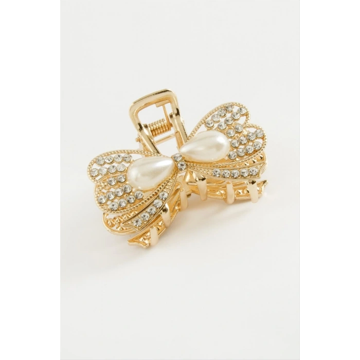 Fiyong İnci Taşlı Metal Mandal Toka 4,5 cm