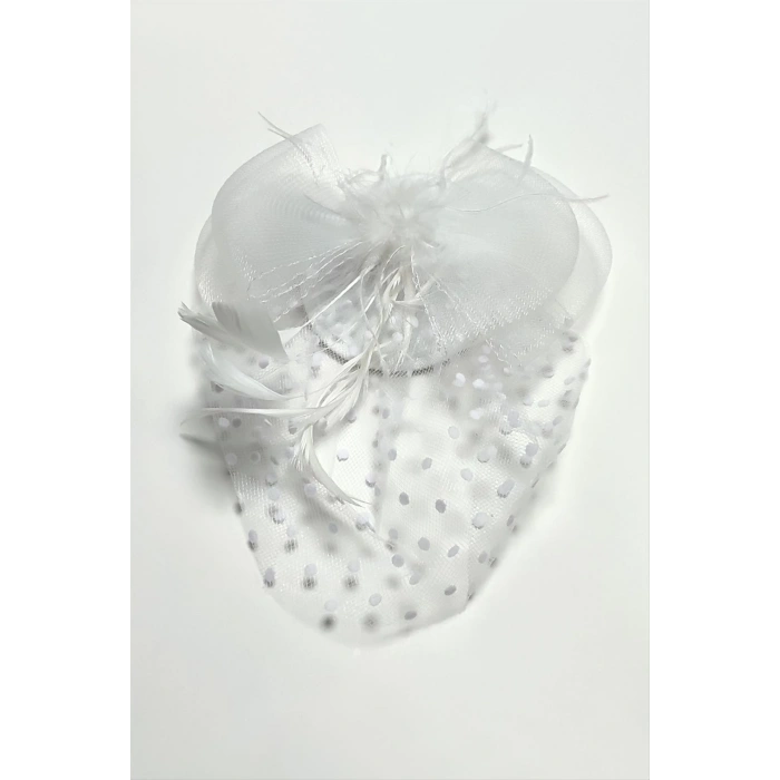 Fiyong Tüylü Dantelli Şapka Toka