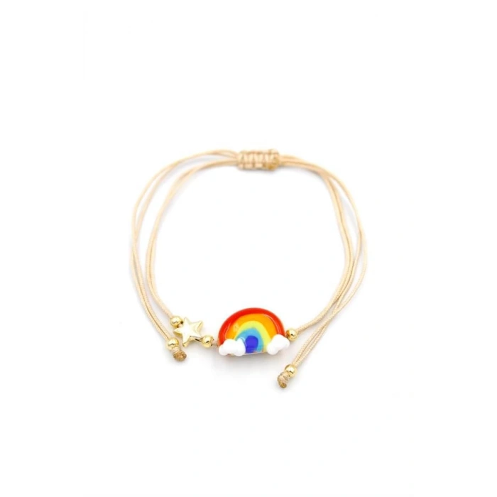Gökkuşağı İp Bileklik - Bej