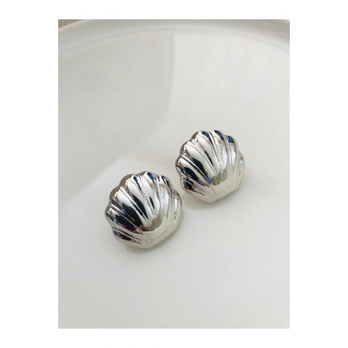 Gümüş Renk Deniz Kabuğu Midye Küpe