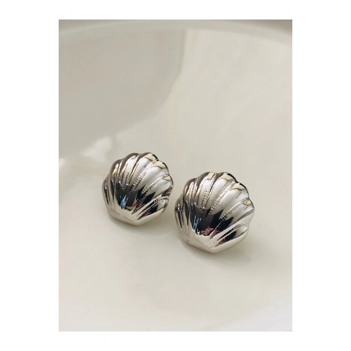 Gümüş Renk Deniz Kabuğu Midye Küpe