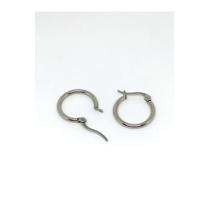 Gümüş Renk Unisex Çelik Halka Küpe