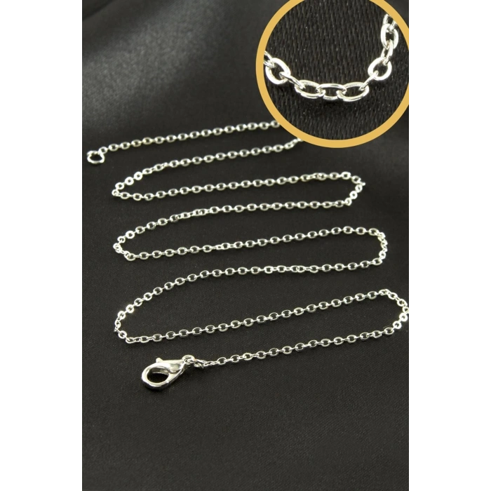 Gümüş Renkli Düz Kolye Zinciri 45 cm